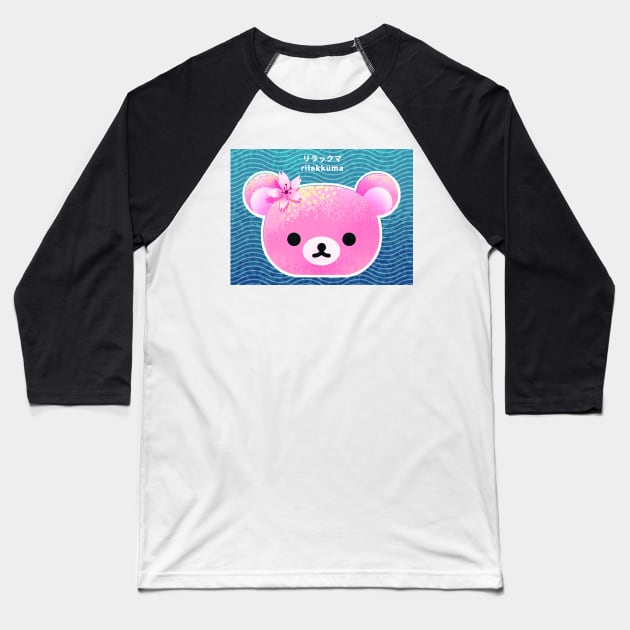 Sakura Cherry Blossom Kawaii Japanese Pink Rilakkuma Baseball T-Shirt by banditotees